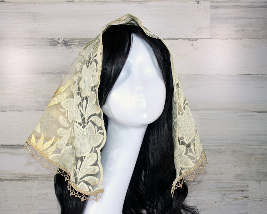 Gold Small D-Shaped Chapel Veil/Mantilla