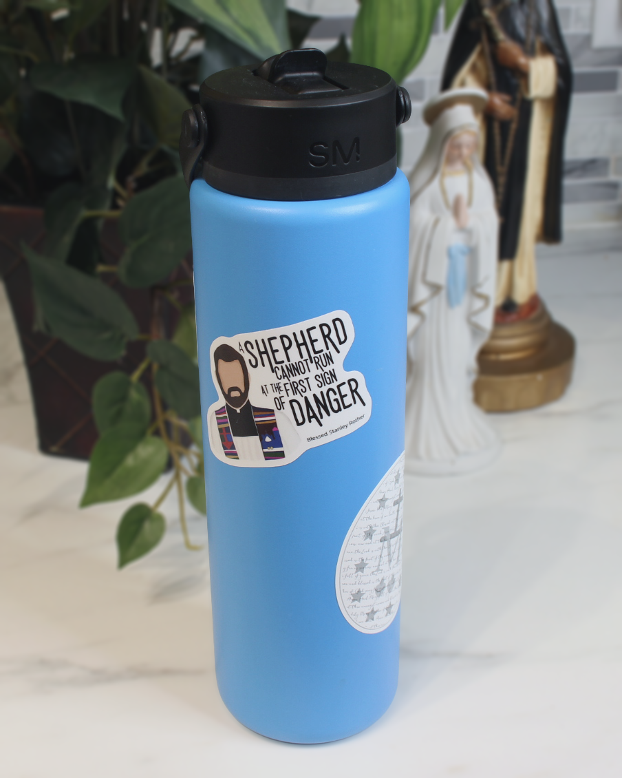 Blessed Stanley Rother "Shepherd Cannot Run" Sticker - 3"
