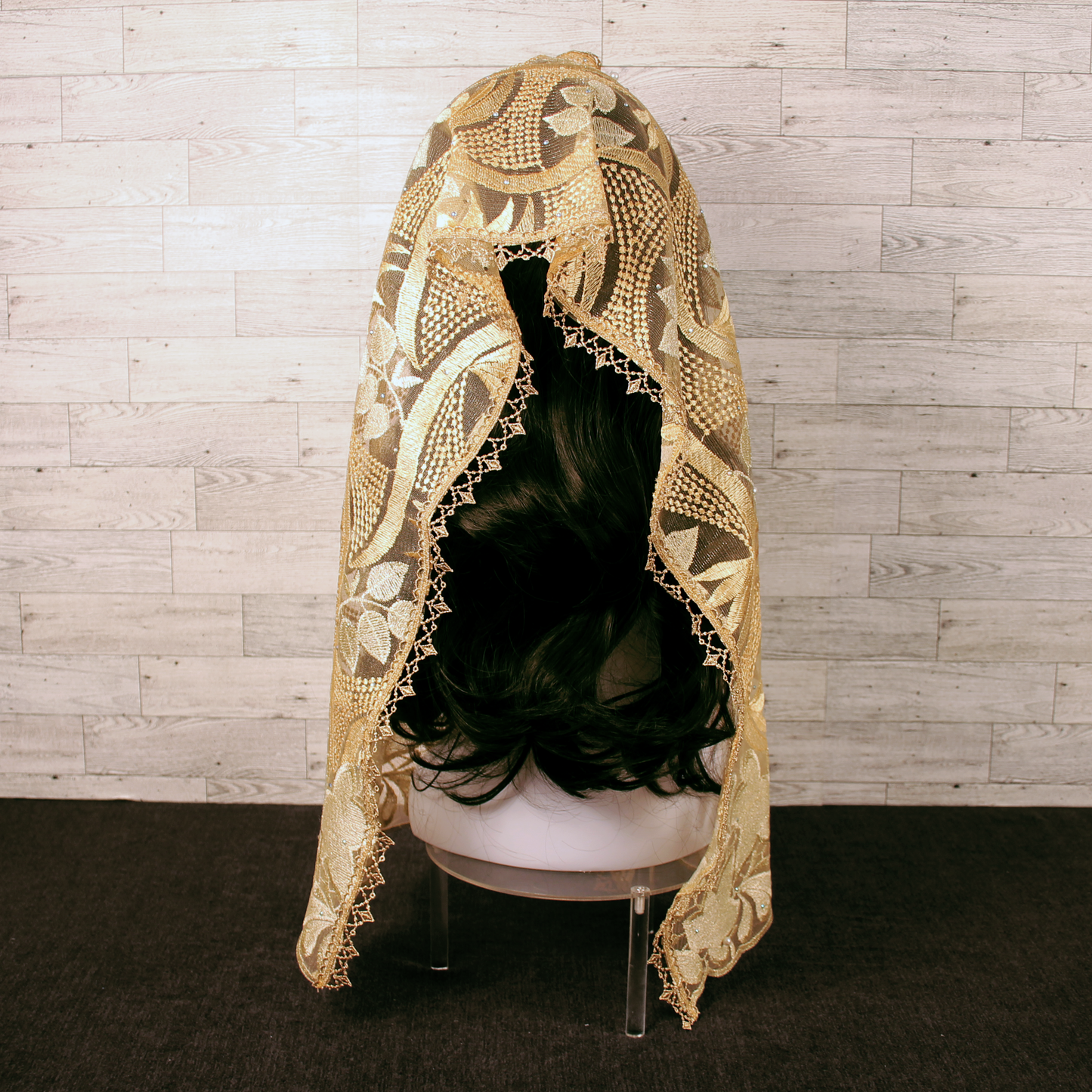 Gold Embroidered Rectangle Chapel Veil/Mantilla