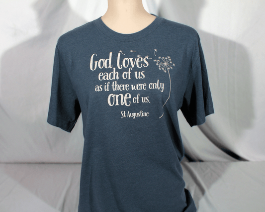 St Augustine - God Loves Each of Us T-Shirt (Deep Teal)