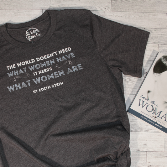St Edith Stein-Women T-Shirt - Dark Heather Grey