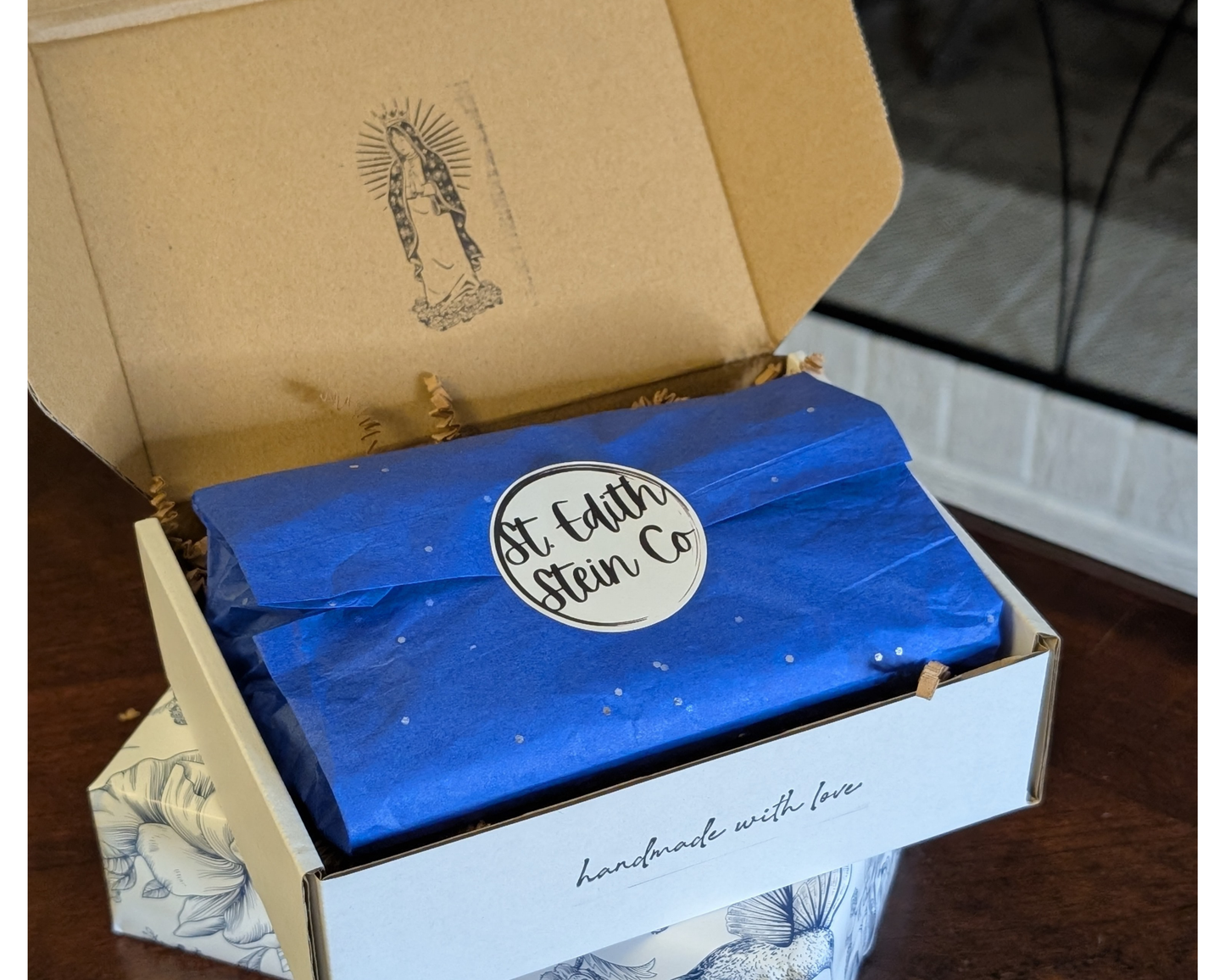 Brown and Ivory Embroidered Small D-Shaped Chapel Veil/Mantilla