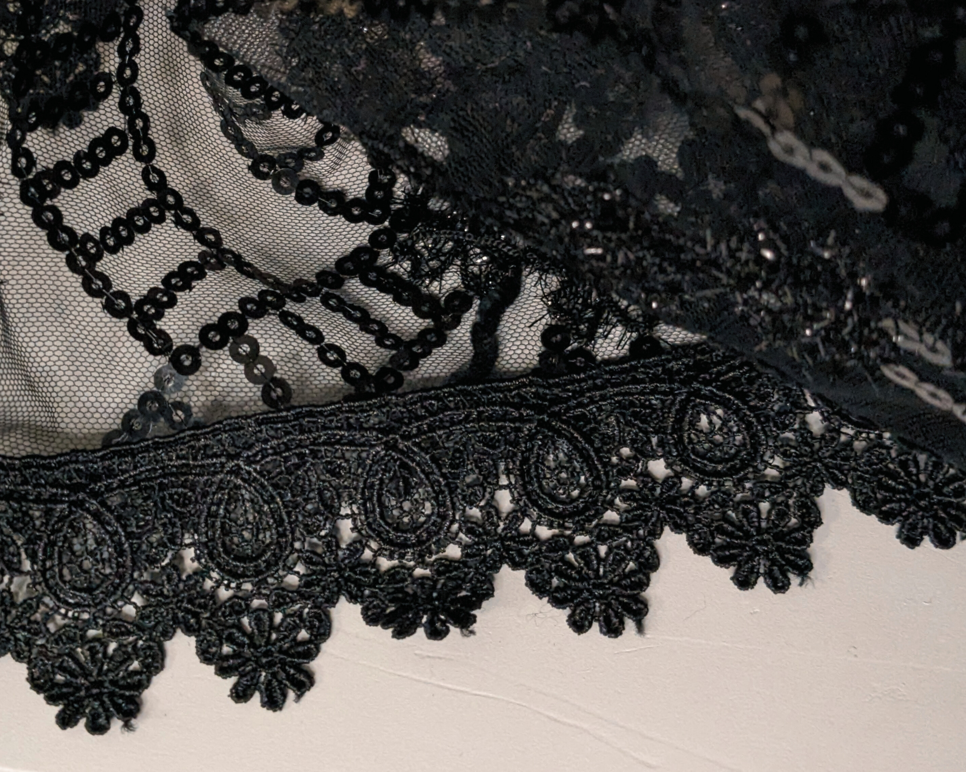 Aidai Black Felt Lace with Silk Inlays