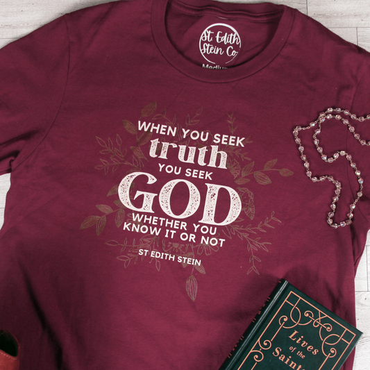 St Edith Stein Truth T-Shirt - Maroon