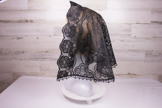 Black Large D-Shaped Chapel Veil/Mantilla