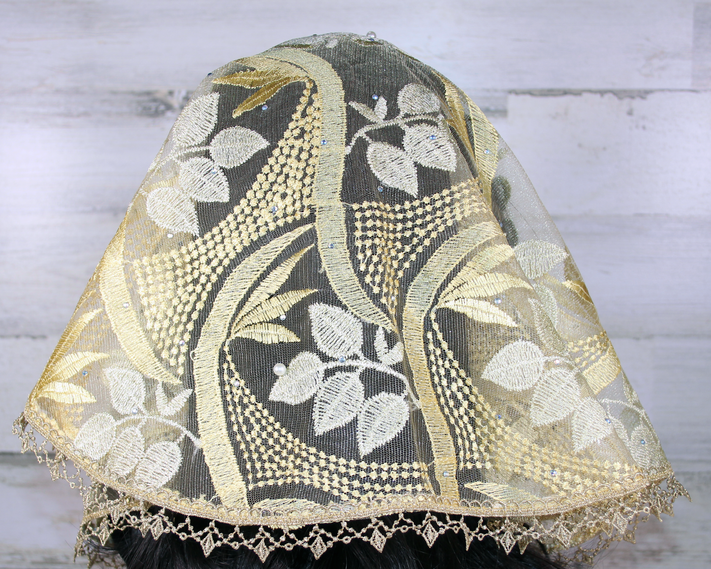 Gold Small D-Shaped Chapel Veil/Mantilla