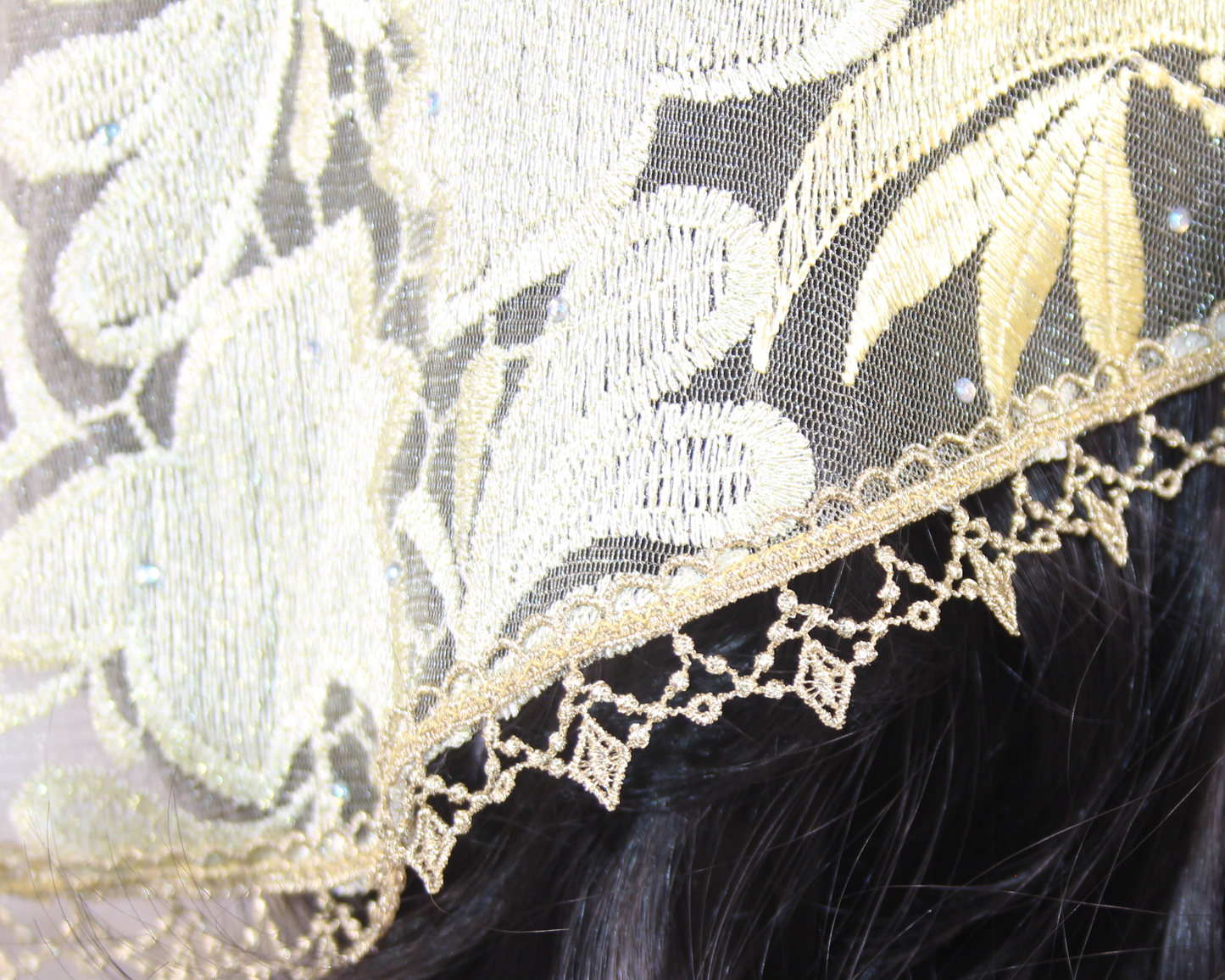 Gold Small D-Shaped Chapel Veil/Mantilla