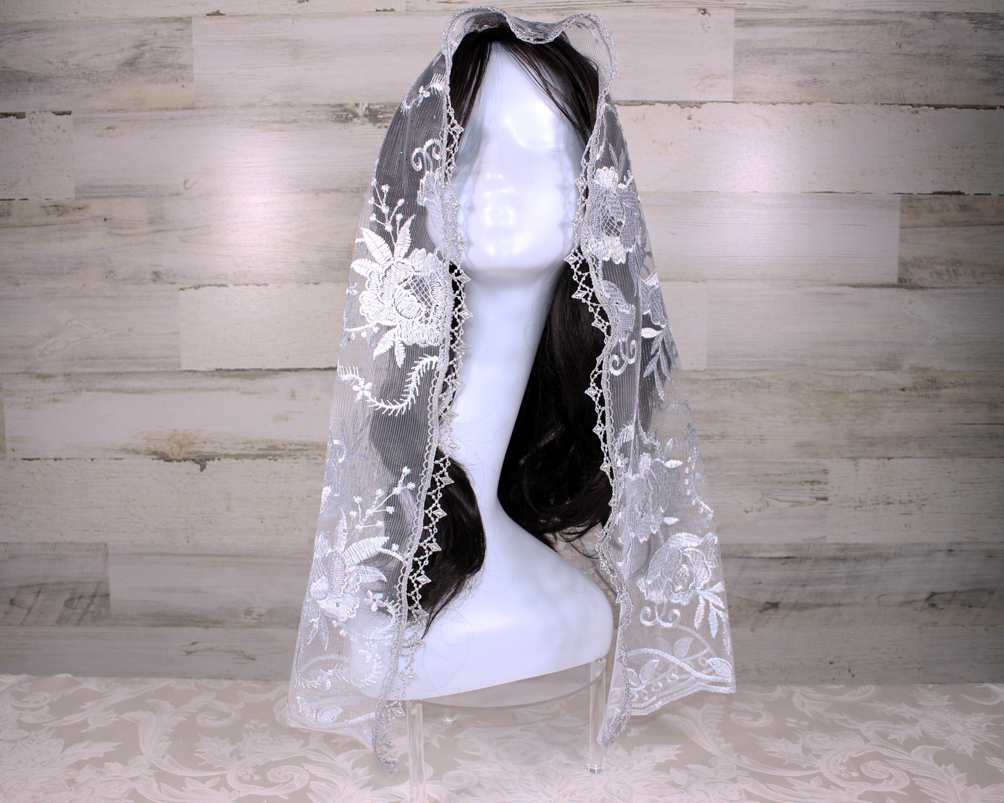 Silver Rectangle Chapel Veil/Mantilla