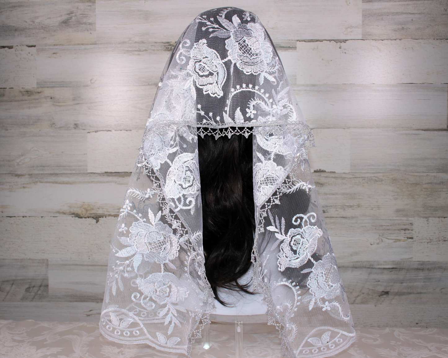 Silver Rectangle Chapel Veil/Mantilla