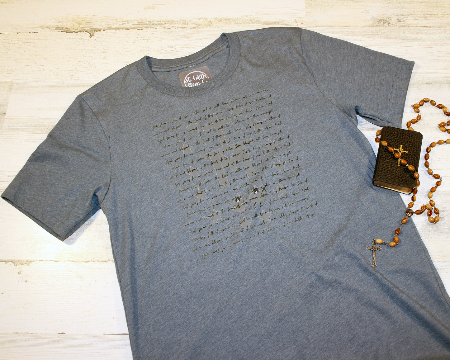 Miraculous Medal/Hail Mary T-Shirt (Slate)