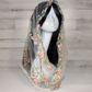 White Mesh Lace Chapel Veil/Mantilla with Embroidered Pink Roses (Infinity)