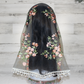 White Mesh Lace Chapel Veil/Mantilla with Embroidered Pink Roses (Infinity)