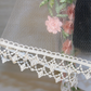 White Mesh Lace Chapel Veil/Mantilla with Embroidered Pink Roses (Infinity)