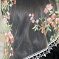 White Chapel Veil/Mantilla with Embroidered Pink Roses (Small D-Shaped)