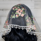 White Chapel Veil/Mantilla with Embroidered Pink Roses (Small D-Shaped)