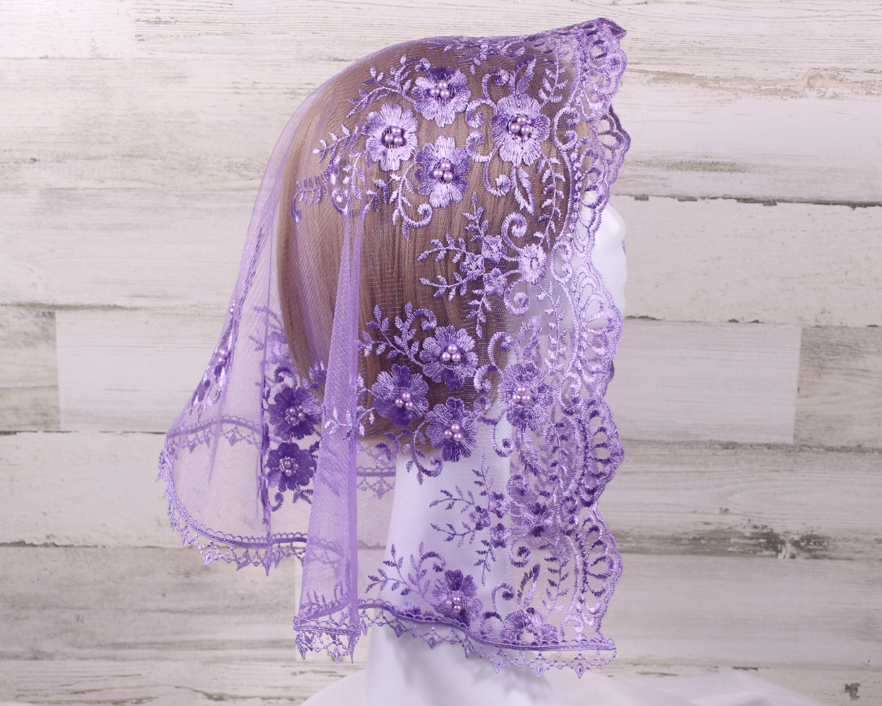 Purple/Lavender Large D-Shaped Chapel Veil/Mantilla
