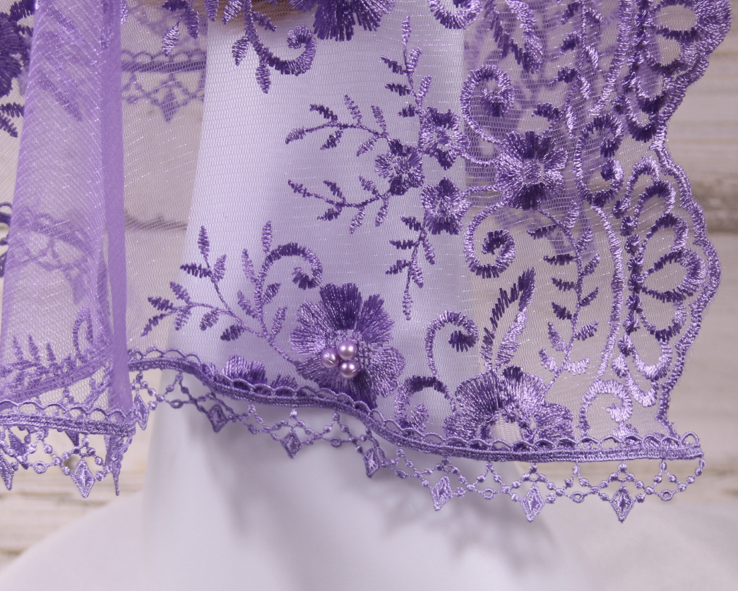 Purple/Lavender Large D-Shaped Chapel Veil/Mantilla