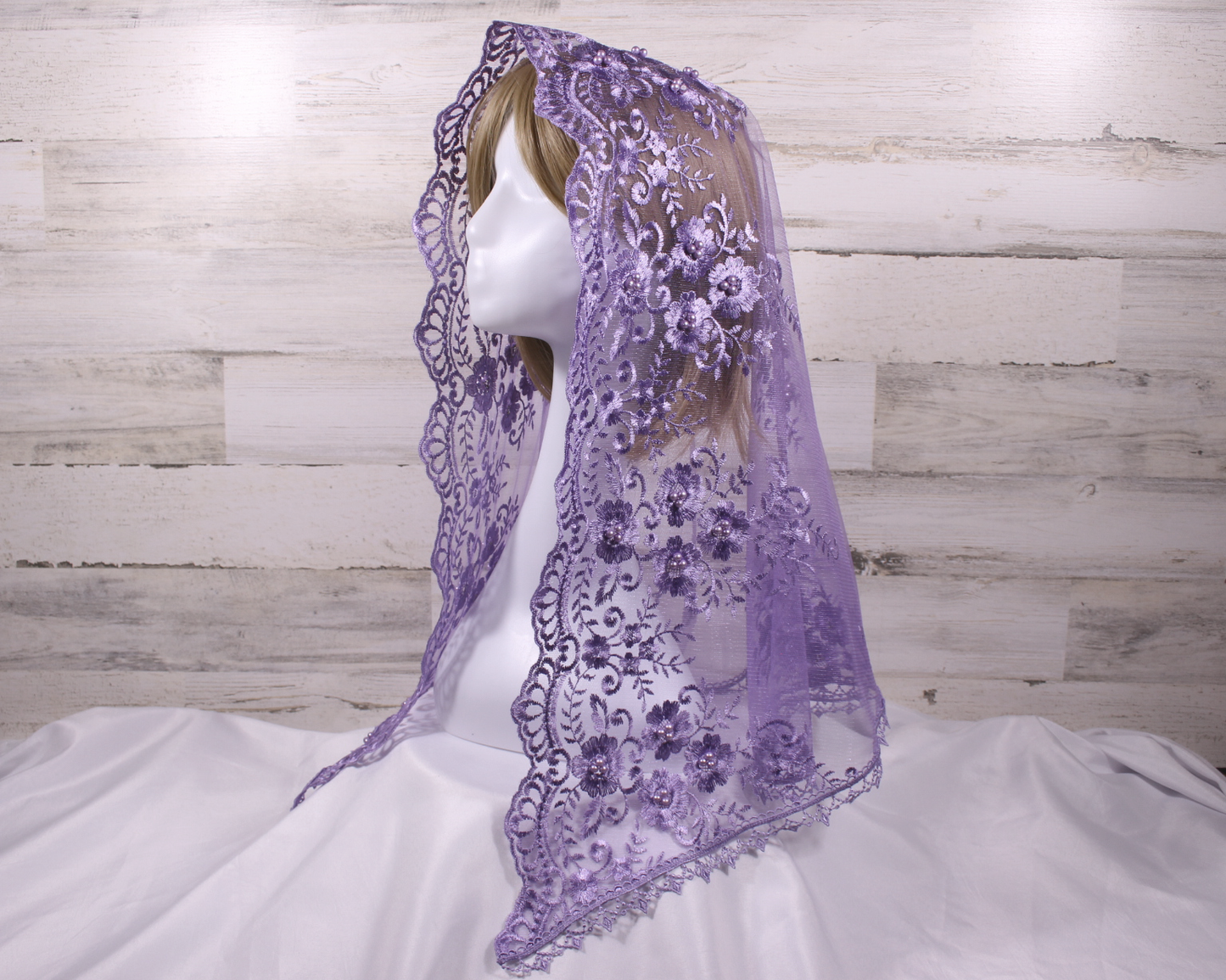 Purple/Lavender Long Length Chapel Veil/Mantilla