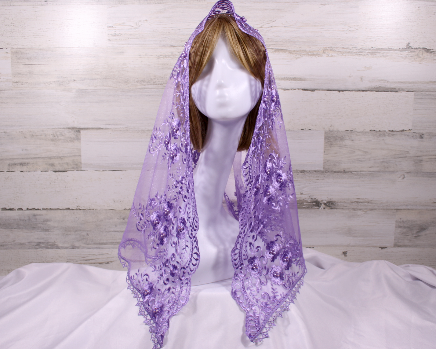 Purple/Lavender Long Length Chapel Veil/Mantilla