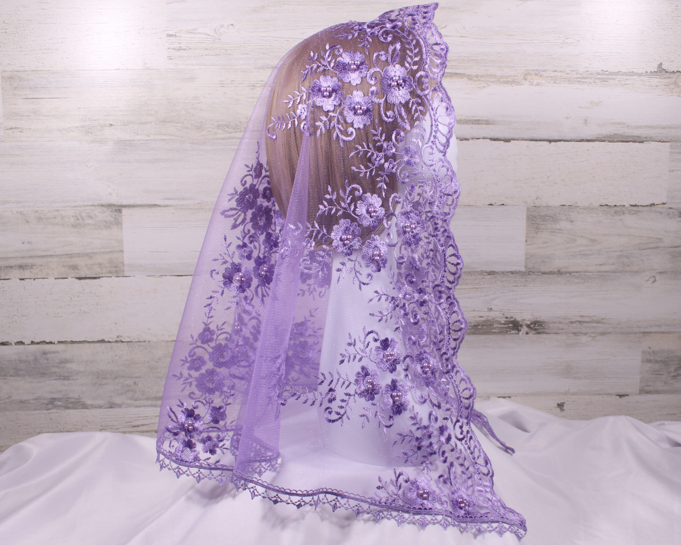Purple/Lavender Long Length Chapel Veil/Mantilla