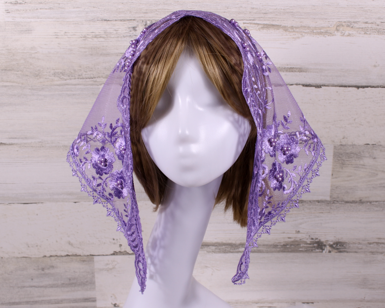 Purple/Lavender Small D-Shaped Chapel Veil/Mantilla