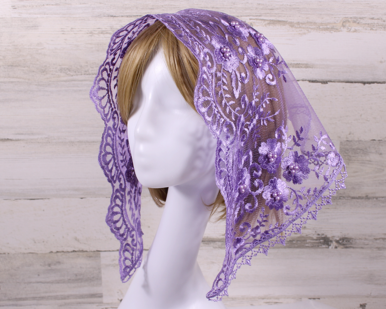 Purple/Lavender Small D-Shaped Chapel Veil/Mantilla