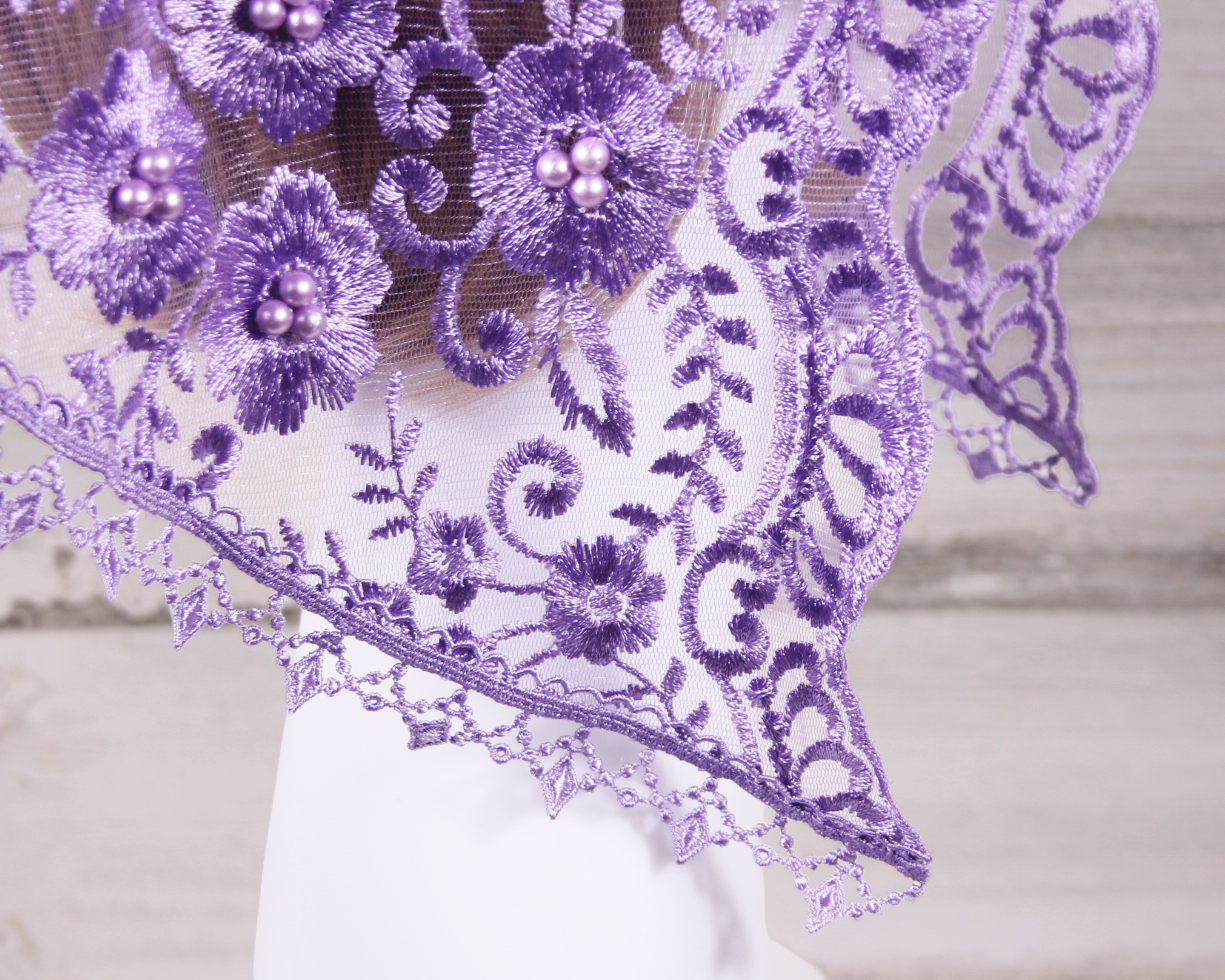 Purple/Lavender Small D-Shaped Chapel Veil/Mantilla