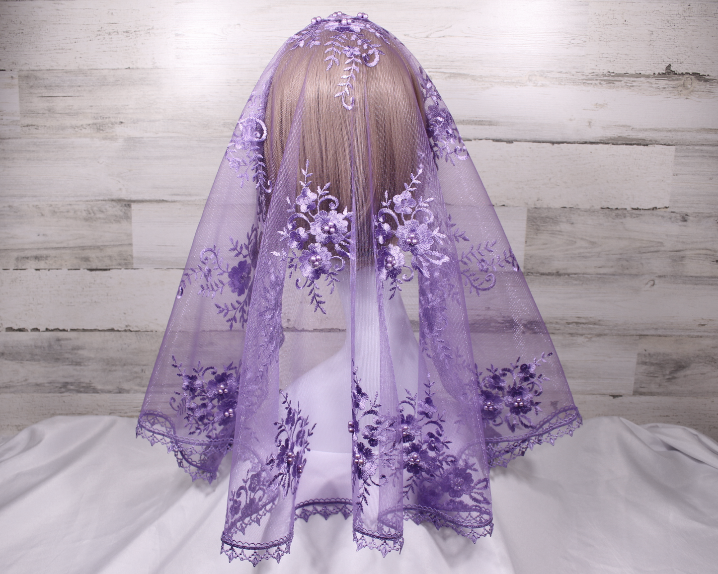 Purple/Lavender Long Length Chapel Veil/Mantilla