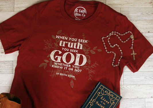 St Edith Stein Truth T-Shirt - Maroon