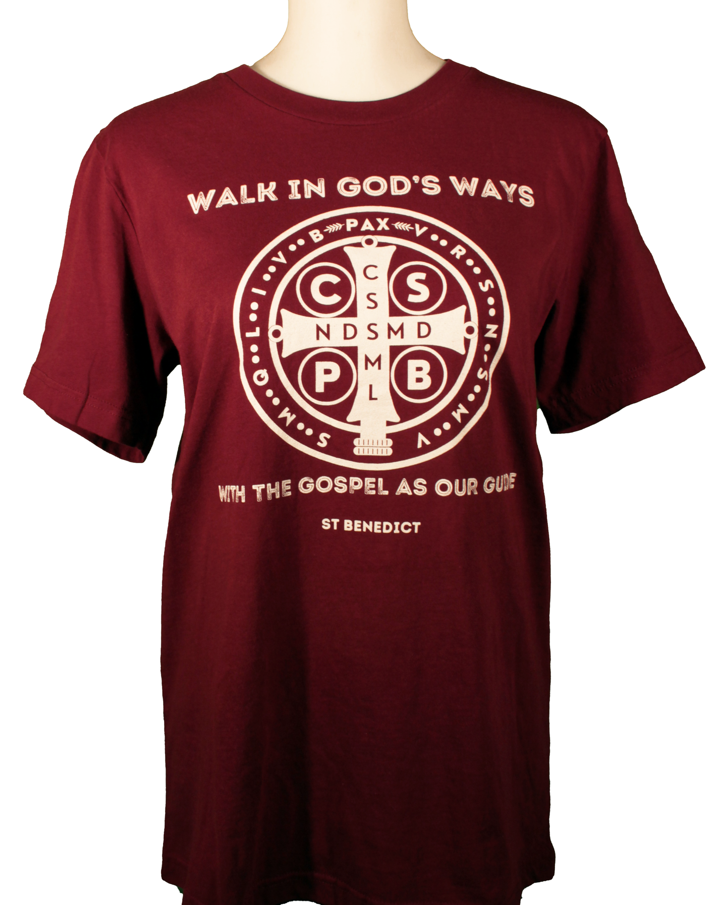 St Benedict Medal T-Shirt - Maroon