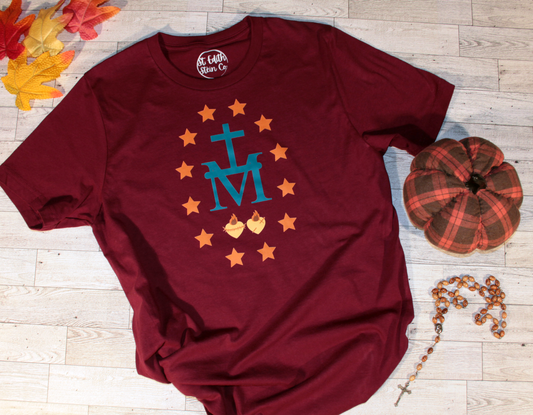 Miraculous Medal T-Shirt Fall - Maroon