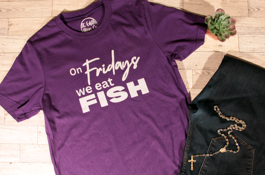 On Fridays We Eat Fish T-Shirt - Purple