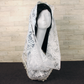 White Embroidered Infinity Chapel Veil/Mantilla w/Fauna Design