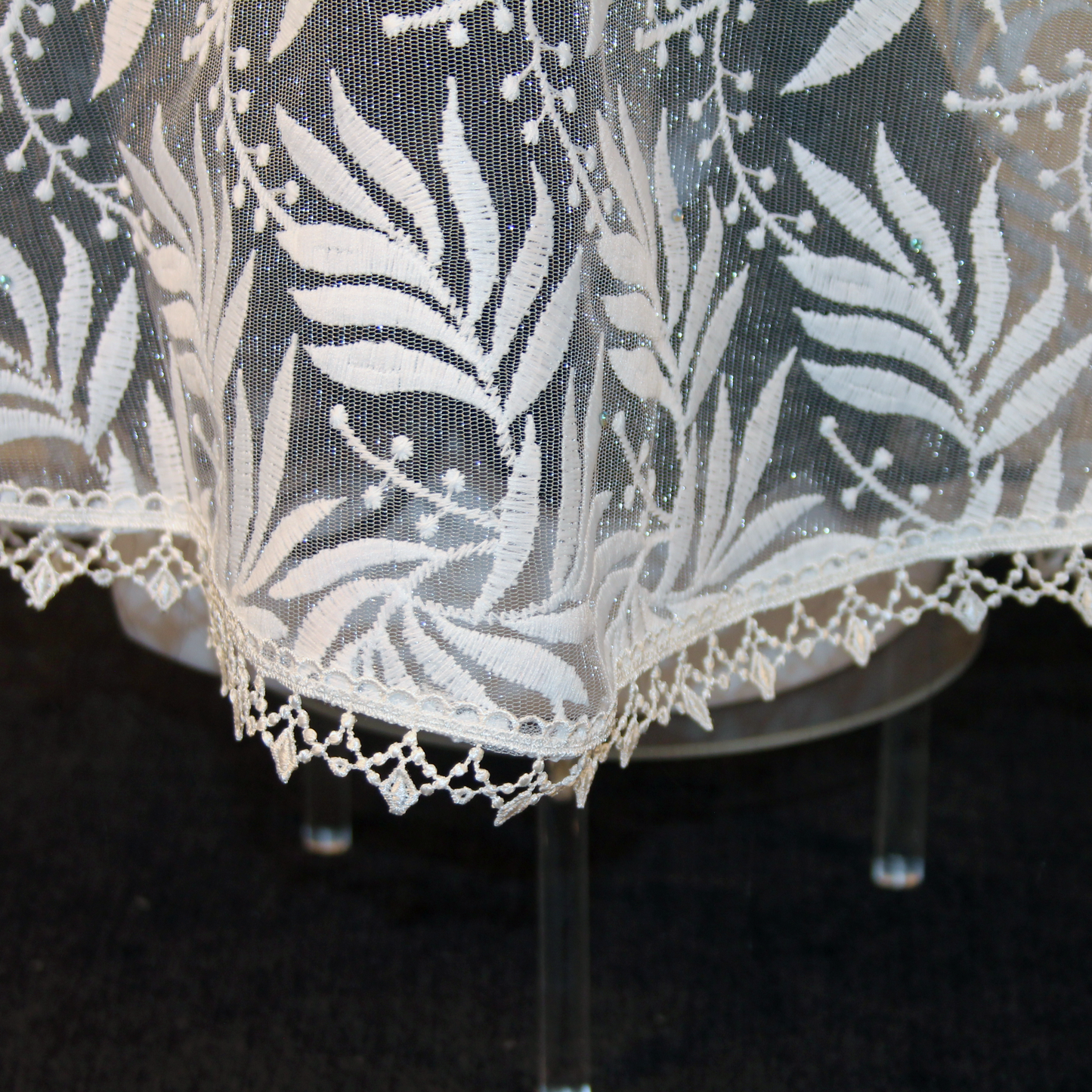 White Embroidered Infinity Chapel Veil/Mantilla w/Fauna Design