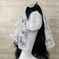 White Embroidered D-Shaped Chapel Veil/Mantilla w/Fauna Design