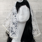 White Embroidered D-Shaped Chapel Veil/Mantilla w/Fauna Design