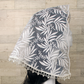 White Embroidered D-Shaped Chapel Veil/Mantilla w/Fauna Design