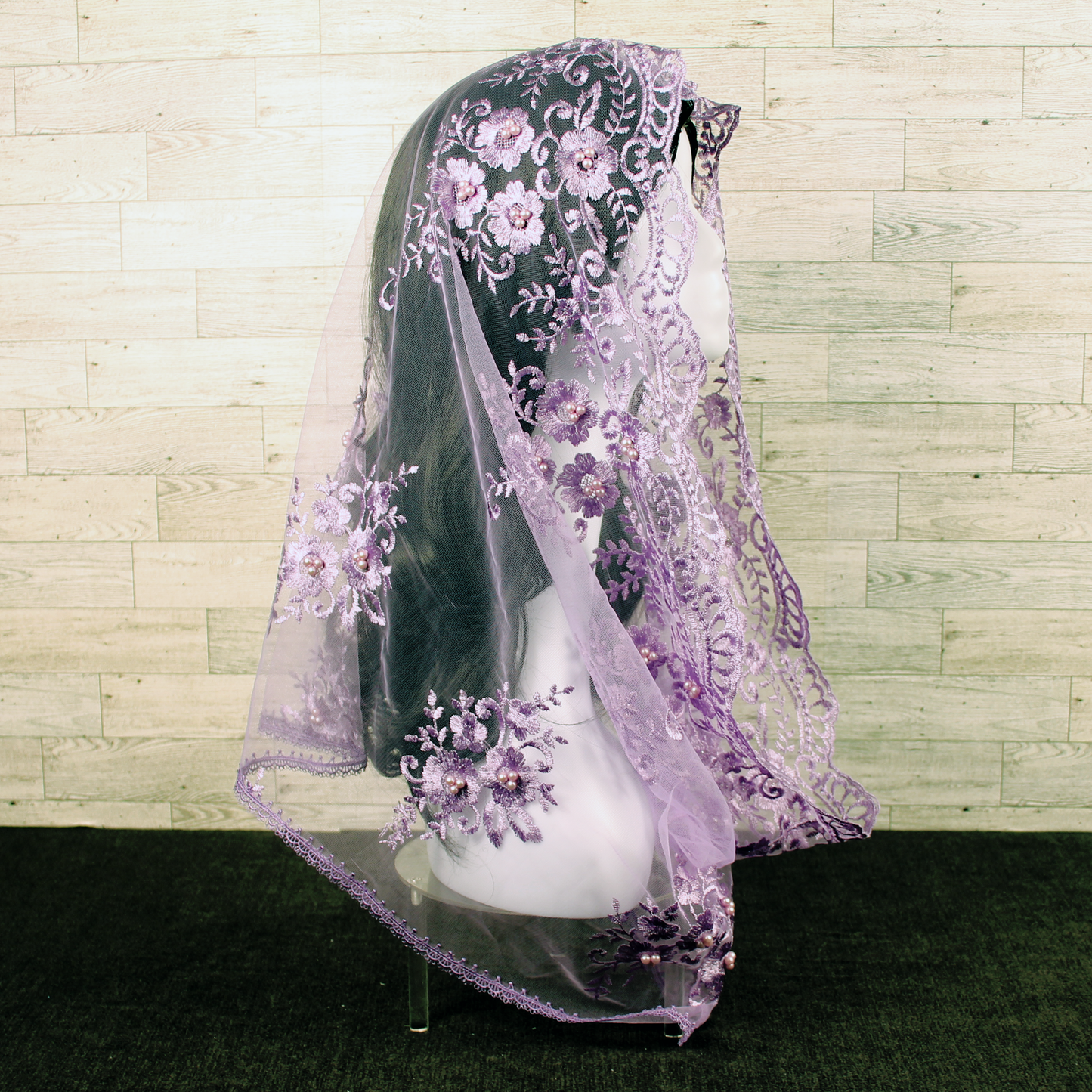 Lavender Embroidered Infinity Chapel Veil/Mantilla