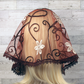 Brown and Ivory Embroidered D-Shaped Chapel Veil/Mantilla