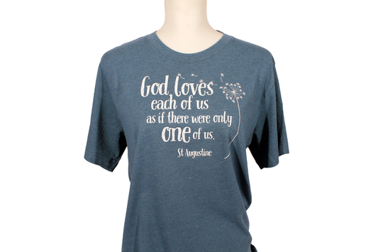 St Augustine - God Loves Each of Us T-Shirt (Deep Teal)