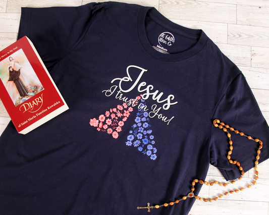 Divine Mercy Jesus, I Trust in You T-Shirt (Navy)