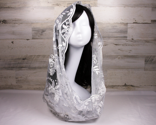 Silver Infinity Chapel Veil/Mantilla