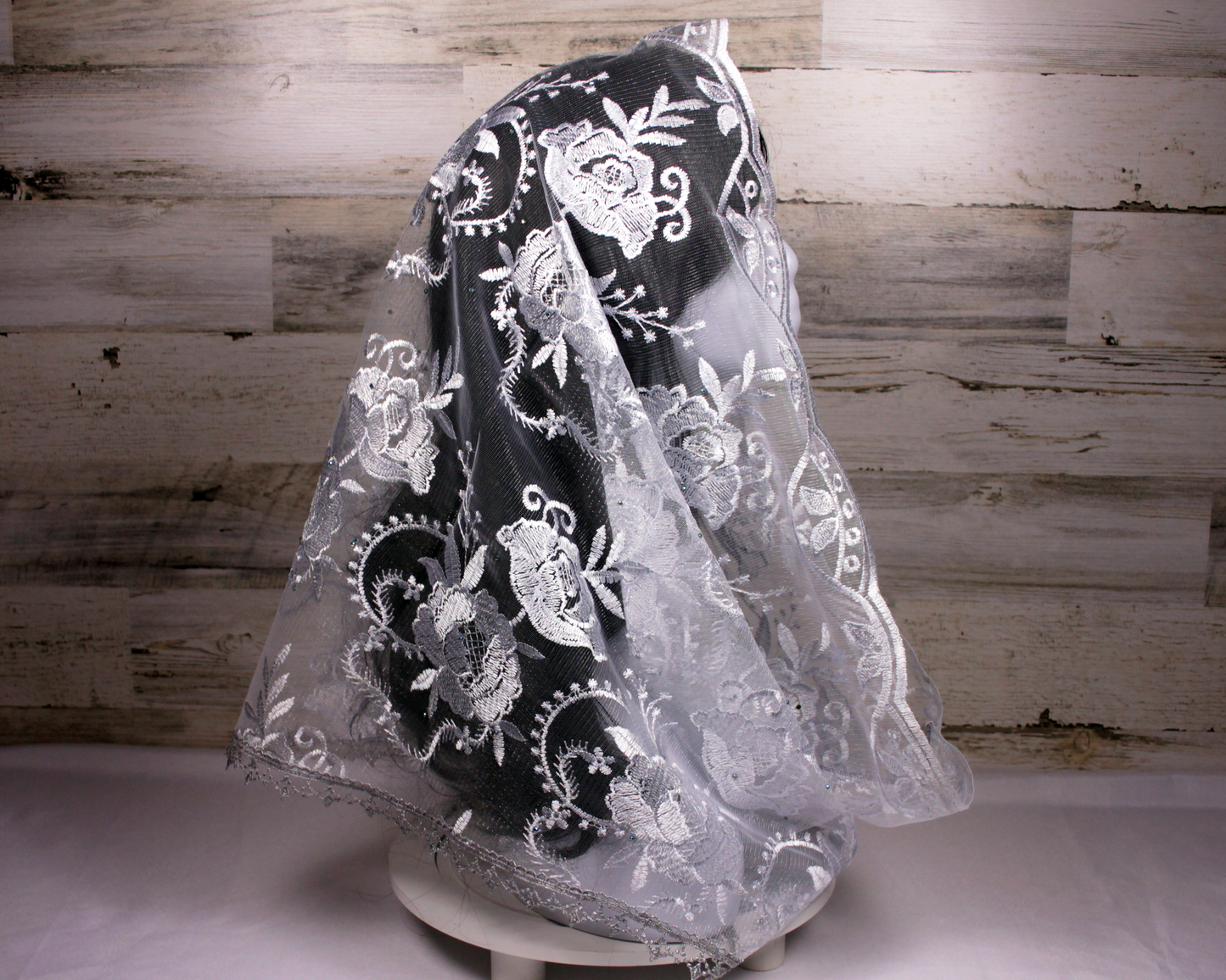 Silver Infinity Chapel Veil/Mantilla