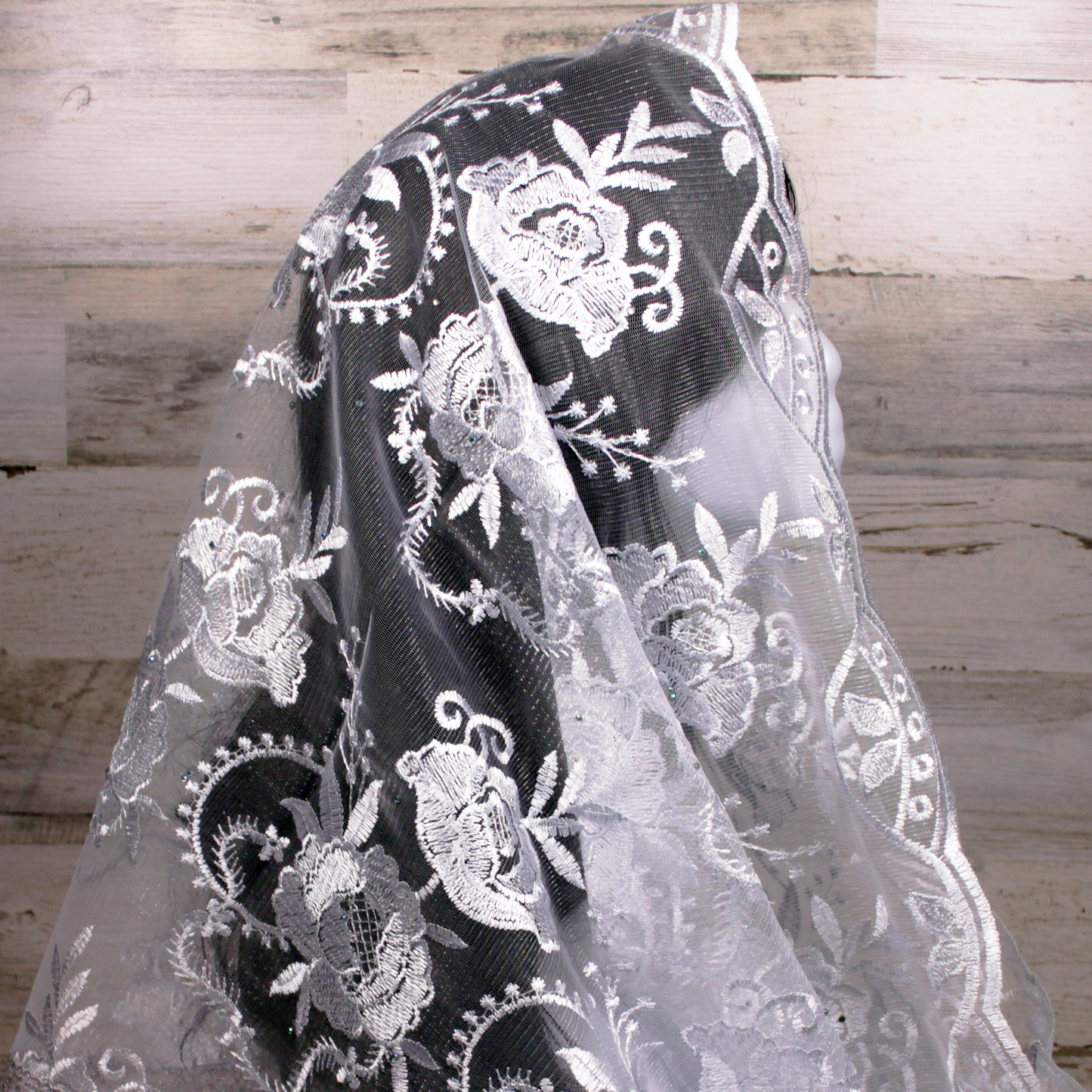 Silver Infinity Chapel Veil/Mantilla