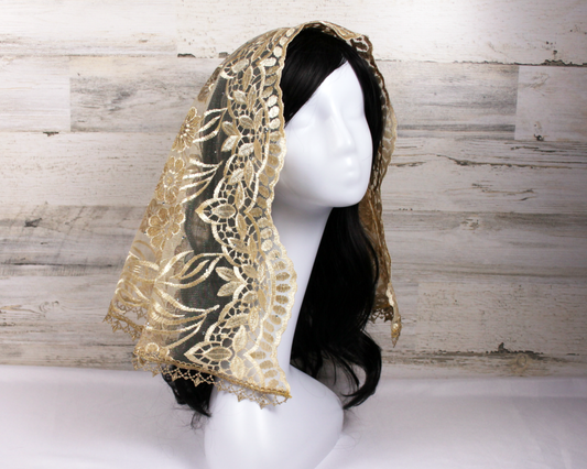 Gold Large D-Shaped Chapel Veil/Mantilla