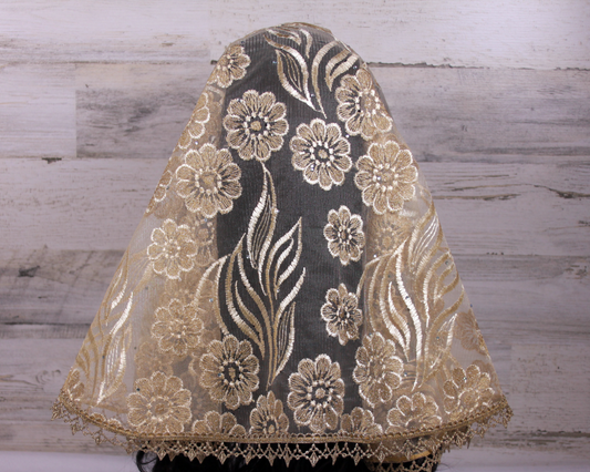 Gold Large D-Shaped Chapel Veil/Mantilla