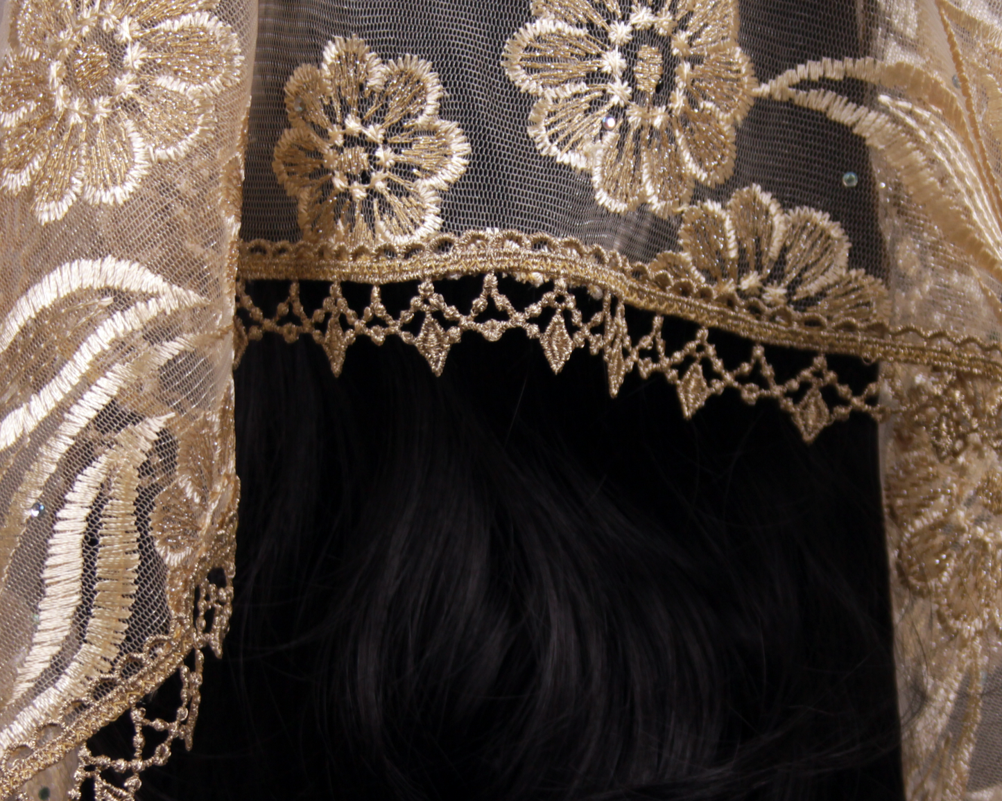 Gold Embroidered Rectangle Chapel Veil/Mantilla
