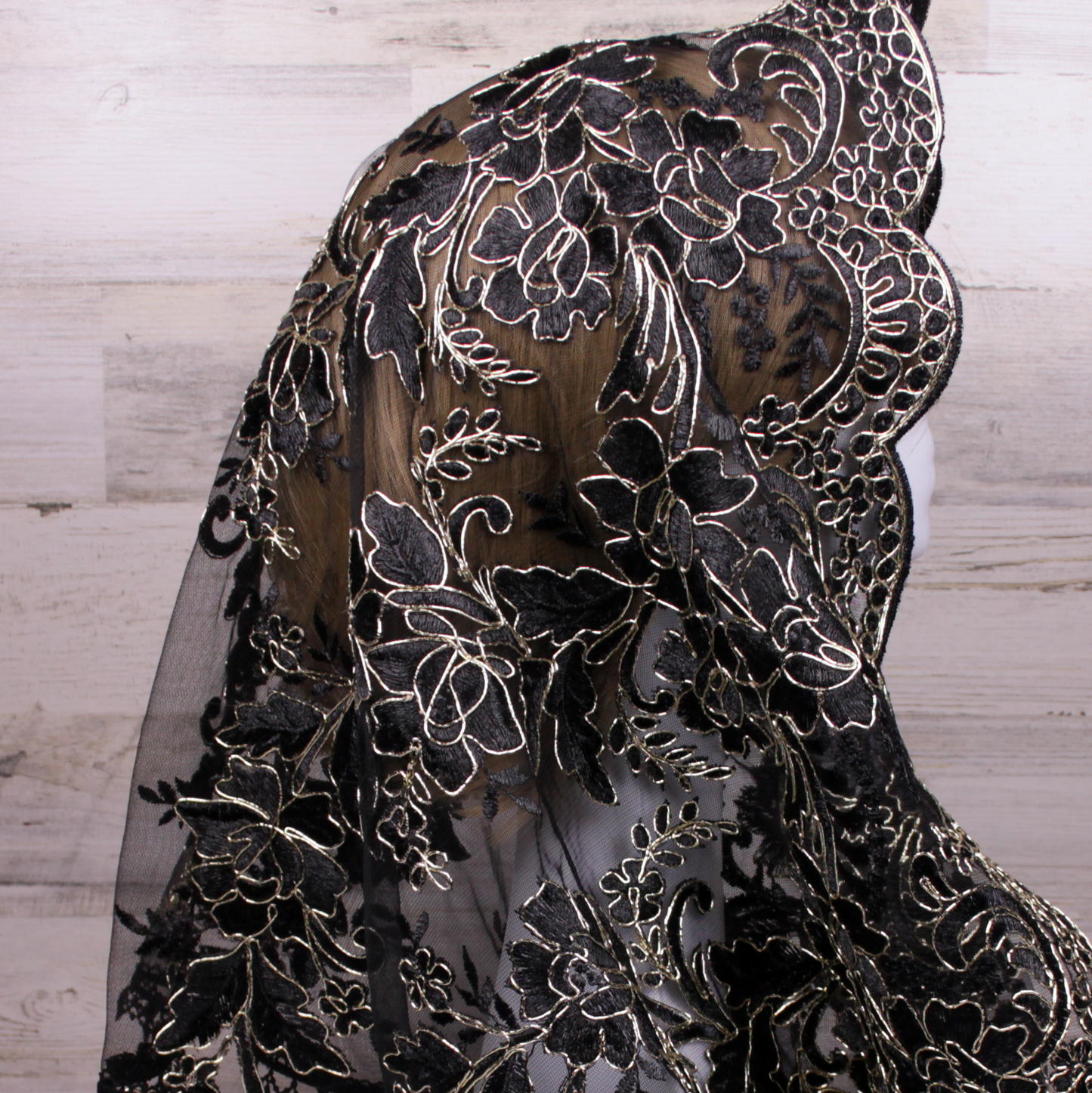 Black and Gold Infinity Chapel Veil/Mantilla
