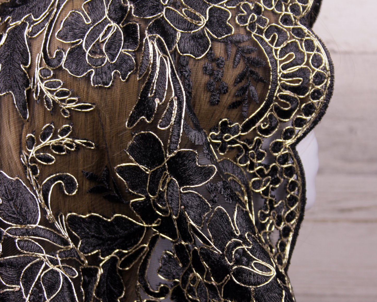 Black and Gold Infinity Chapel Veil/Mantilla