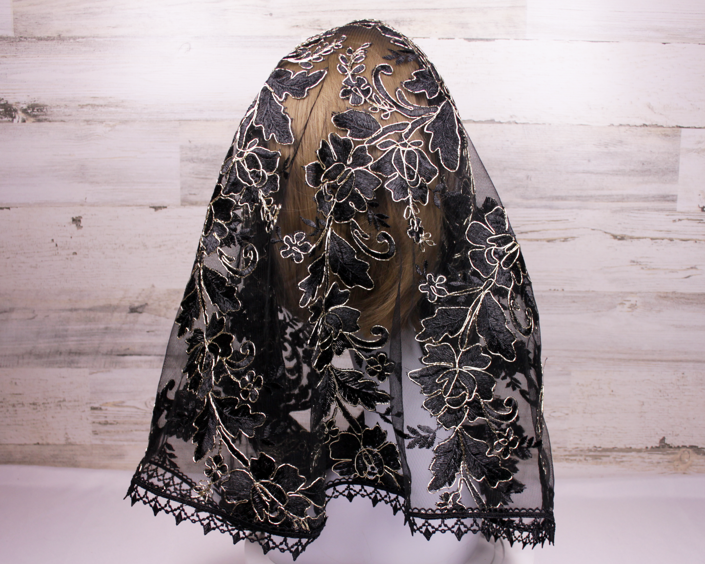 Black and Gold Infinity Chapel Veil/Mantilla